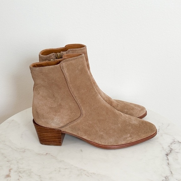 NEW Rag & Bone Rover Zip Mid Heel Booties Camel Suede Size 8 US 38 EU - Picture 6 of 7